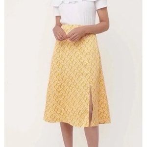 LOFT Silk Floral Print Midi Skirt 0 P